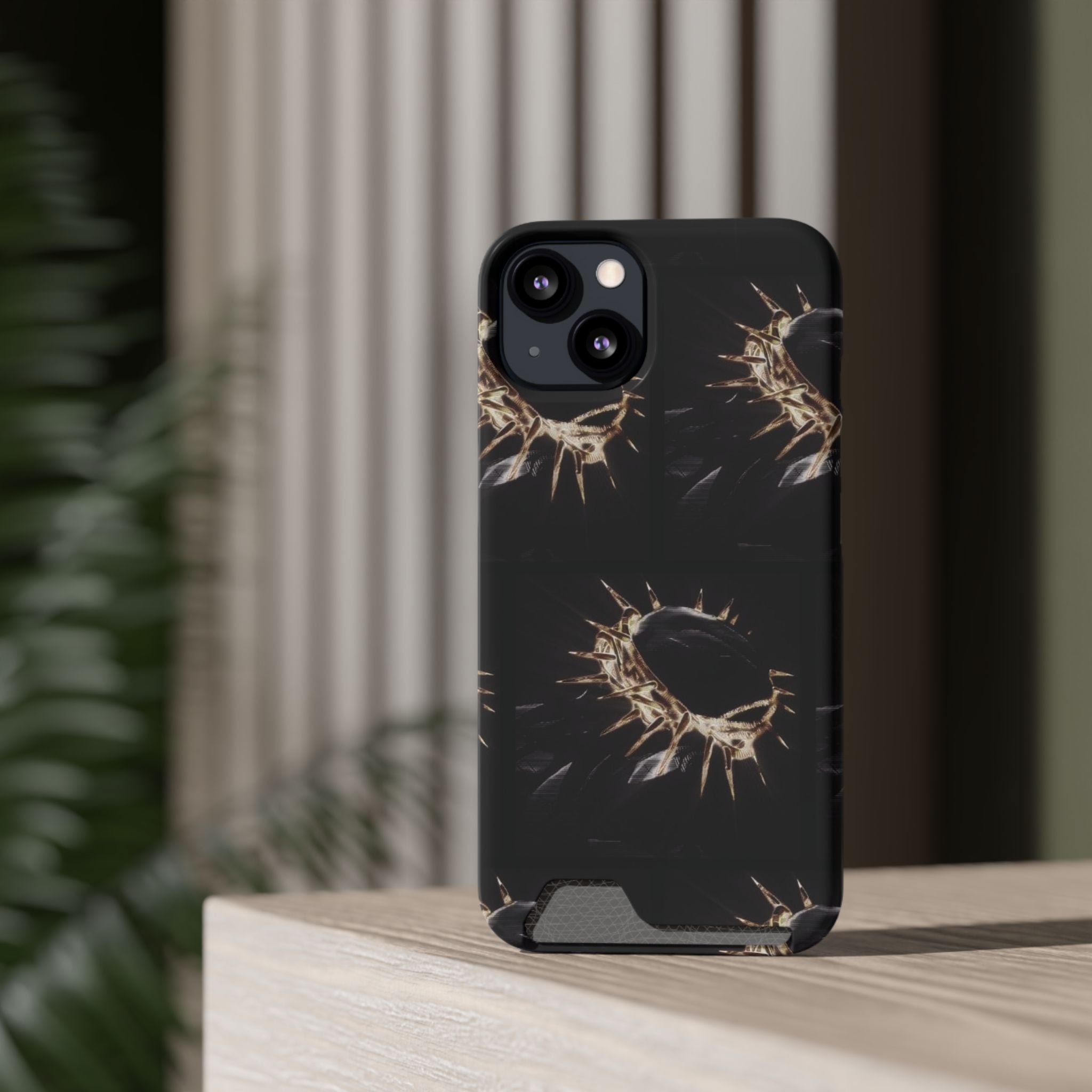 Phone Case With Built-In Card Holder: Yeshua (Jesus) Crown Of Thorns Design