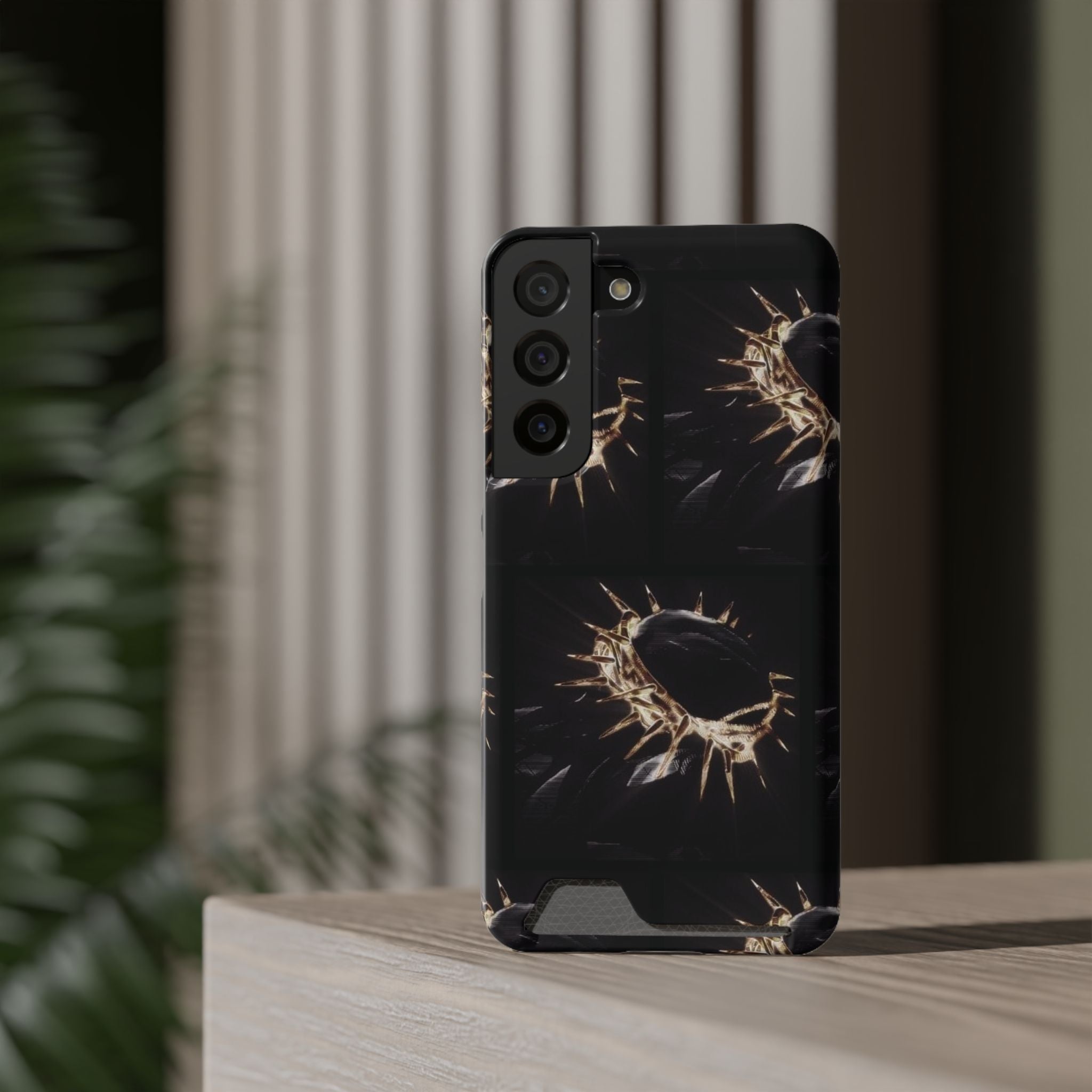 Phone Case With Built-In Card Holder: Yeshua (Jesus) Crown Of Thorns Design